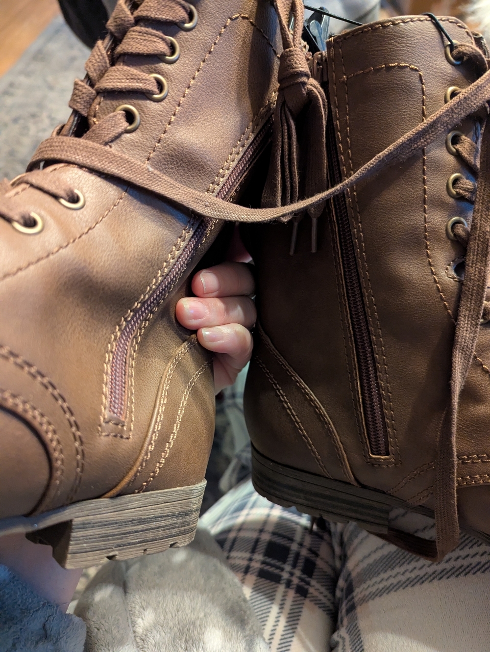 Brown Lace-Up Combat Boots - Picture 4 of 4